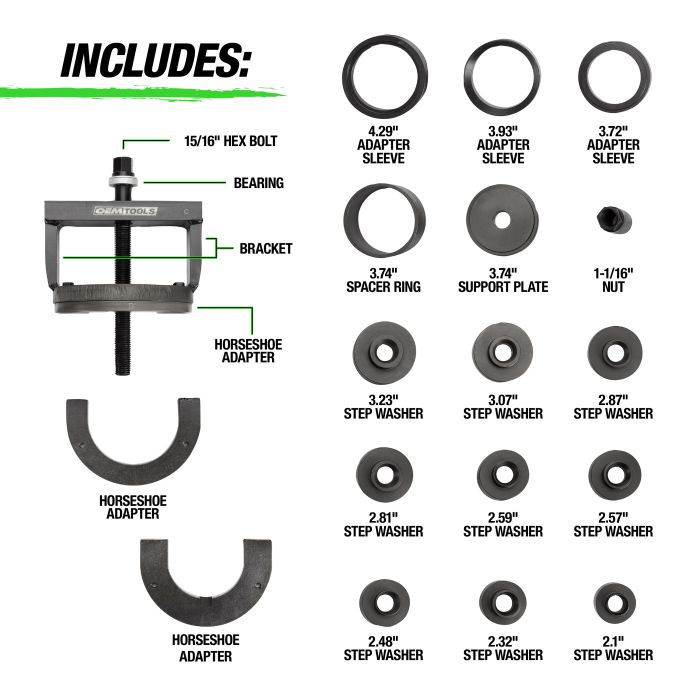 OEMTOOLS 27213 Master Wheel Hub and Bearing Remover and Installer Kit