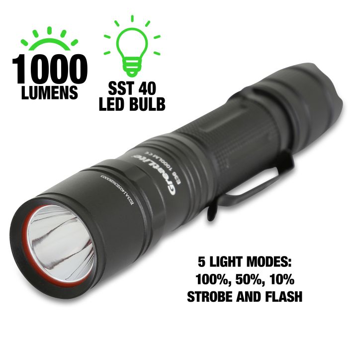 1000 Lumens LED Rechargeable 5 Light Mode Professional Flashlight